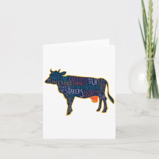 Cow Silhouette Tygraphy Phrases Heifer Fun Chris  Karte (Vorderseite)