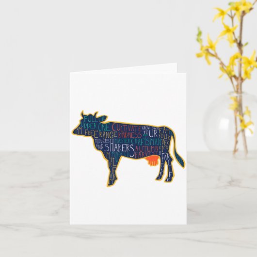 Cow Silhouette Tygraphy Phrases Heifer Fun Chris  Karte (Gelbe Blume)