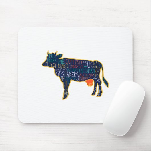 Cow Silhouette Tygraphy Phrases Heifer Fun Chris Mousepad (Mit Mouse)