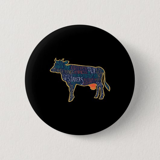 Cow Silhouette Tygraphy Phrases Heifer Fun Chris T Button (Vorderseite)