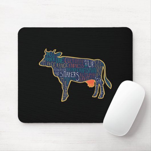 Cow Silhouette Tygraphy Phrases Heifer Fun Chris T Mousepad (Mit Mouse)