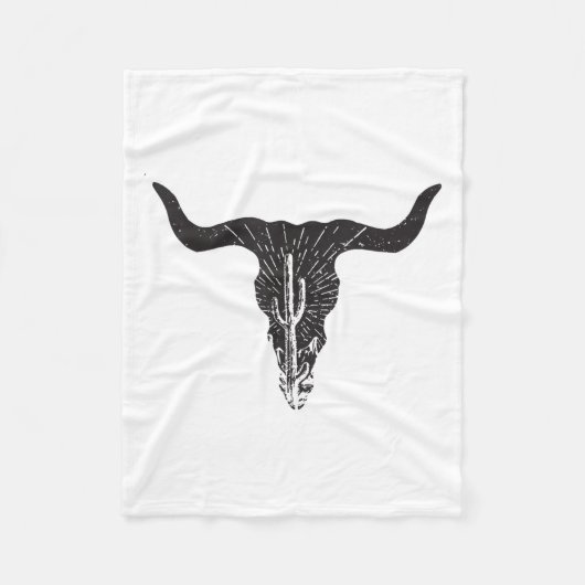 Cow Skull Desert Cactus Boho Longhorn South Wester Fleecedecke (Vorderseite)