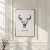 Cow Skull Long Live Cowboys Western Wild West Wall Poster