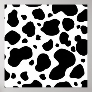Cow Spots Pattern Black and White Animal Print Poster