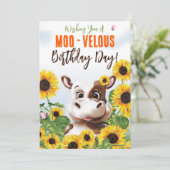 Cow Sunflower Funny Birthday (Stehend Vorderseite)