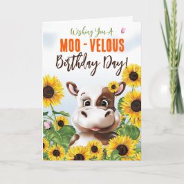 Cow Sunflower Funny Birthday Karte