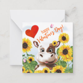 Cow Sunflower Funny Farm Classroom Valentine Card Mitteilungskarte