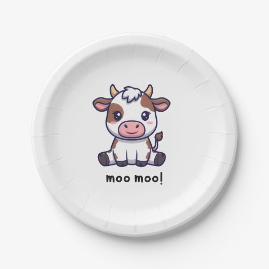 Cow Theme First Birthday Pappteller (Vorderseite)
