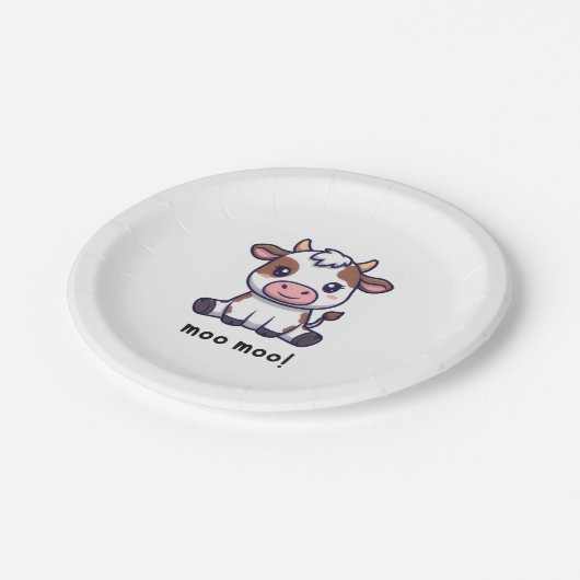 Cow Theme First Birthday Pappteller (Schrägansicht)