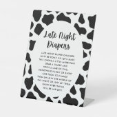 Cow Theme Späte Nacht Windeln Spielzeichen Sockelschild (Vorderseite)