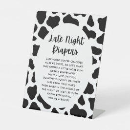 Cow Theme Späte Nacht Windeln Spielzeichen Sockelschild