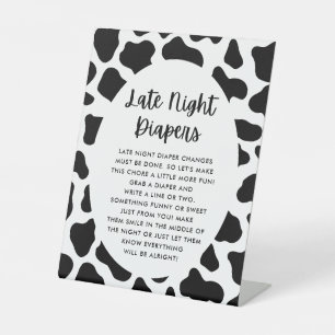 Cow Theme Späte Nacht Windeln Spielzeichen Sockelschild