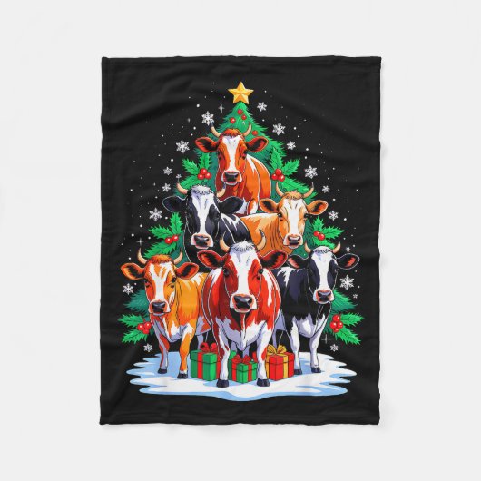 Cow Tree Christmas Cow Lover Xmas Squad Men Women Fleecedecke (Vorderseite)