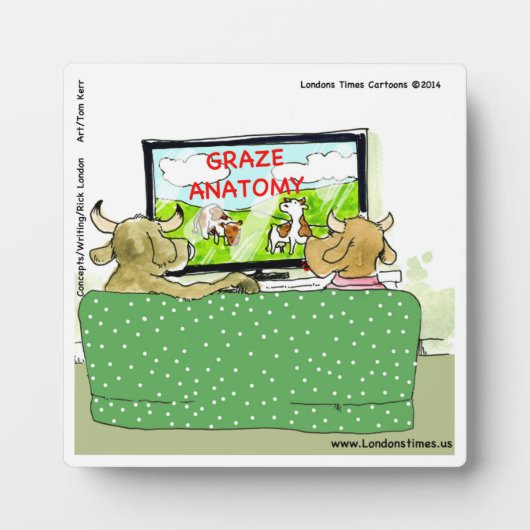 Cow TV Funny Cartoon Plaque Fotoplatte (Vorderseite)