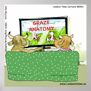 Cow TV Funny Cartoon Poster