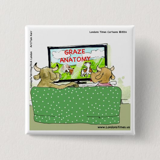 Cow TV Shows Funny Cartoon Button (Vorderseite)