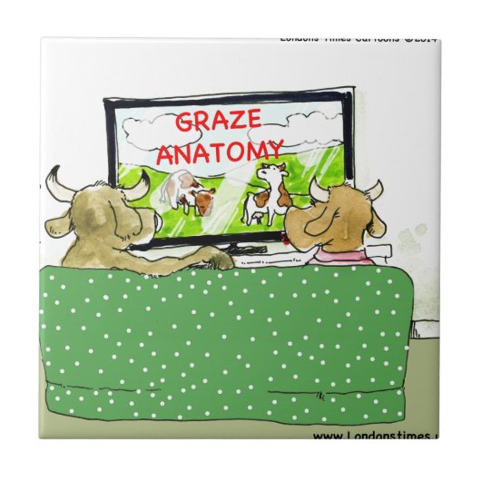 Cow TV Shows Funny Cartoon Fliese (Vorderseite)
