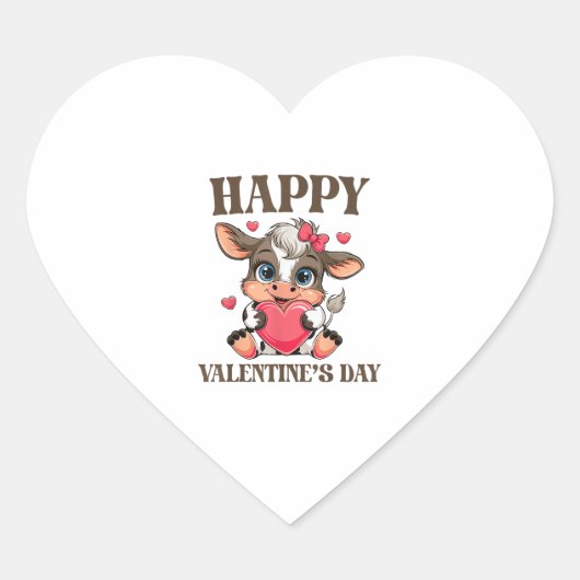 Cow Valentine's Day Heart Geschenke tee lustige Ku Herz-Aufkleber (Vorderseite)