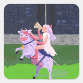 Cow warrior quadratischer aufkleber (Vorderseite)