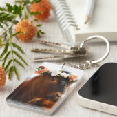 Cow with Flower Crown Keychain (2 sided) Schlüsselanhänger (Vorderseite rechts)
