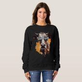 Cow With Sunglasses Farmer 1 Sweatshirt (Vorne ganz)