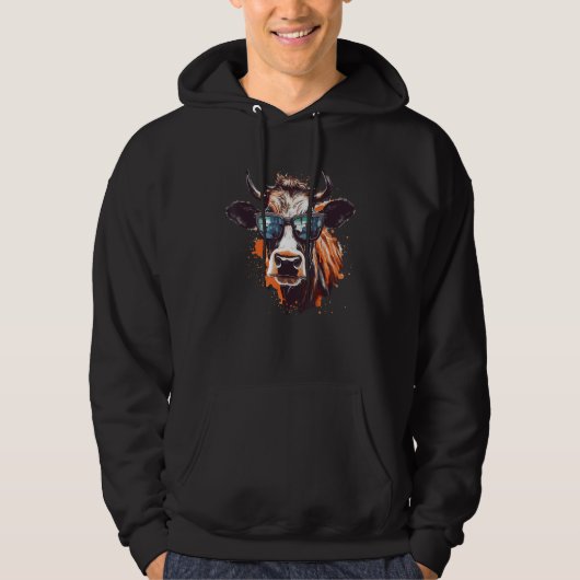 Cow With Sunglasses Farmer 4 Hoodie (Vorderseite)
