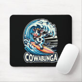 Cowabunga Beach Surfen Kuh Surfbrett Surfboard Mousepad (Mit Mouse)