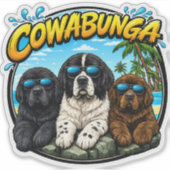Cowabunga Newfies Aufkleber (Vorderseite)