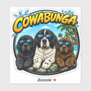 Cowabunga Newfies Aufkleber