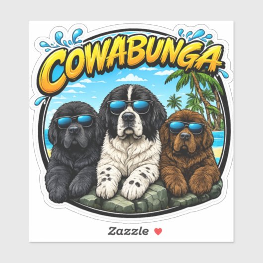 Cowabunga Newfies Aufkleber (Blatt)