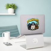 Cowabunga Newfies Aufkleber (Laptop auf Schreibtisch)