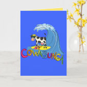 Cowabunga Niedlich Surfing Kuh Sommer Grußkarte Karte (Gelbe Blume)