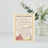 Cowboy-10-Gebote - Bauernhof Postkarte (Stehend Vorderseite)