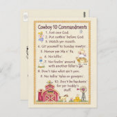 Cowboy-10-Gebote - Bauernhof Postkarte (Vorne/Hinten)
