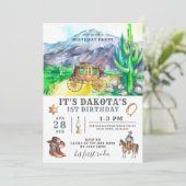 Cowboy 1. Geburtstag Einladung (Stehend Vorderseite)