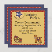 Cowboy 1. Geburtstag Einladung (Vorne/Hinten)