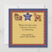 Cowboy 1. Geburtstag Einladung (Rückseite)