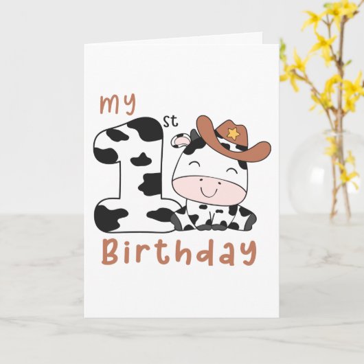 Cowboy 1. Geburtstag Karte (Gelbe Blume)