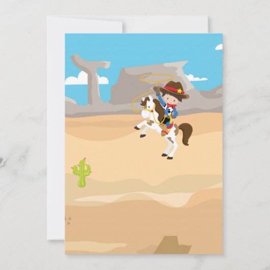 Cowboy 1. Geburtstag Party Einladung (Rückseite)