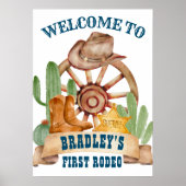 Cowboy 1. Rodeo Party Begrüßungszeichen Poster (Vorne)