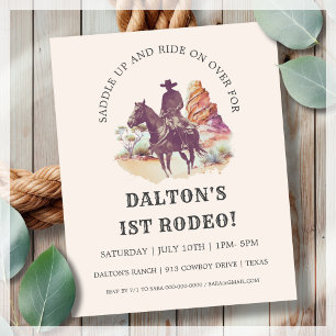 Cowboy 1. Rodeo Party Budget Geburtstag Einladung