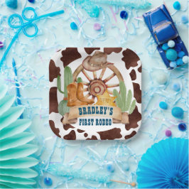 Cowboy 1. Rodeo Pferde Farm Party personalisiert Pappteller