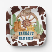 Cowboy 1. Rodeo Pferde Farm Party personalisiert Pappteller (Vorderseite)