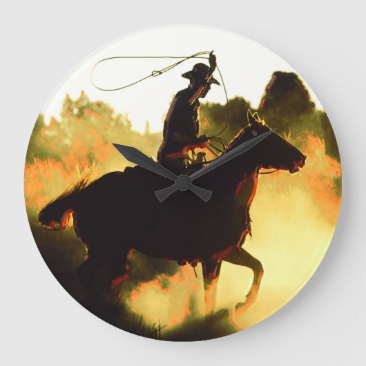Cowboy 1 Wall Clocks & Numeral Options Große Wanduhr (Vorderseite)