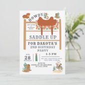 Cowboy 2. Geburtstag Junge Einladung (Stehend Vorderseite)