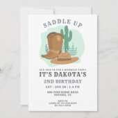 Cowboy 2. Geburtstagsfeier Party Einladung (Vorderseite)