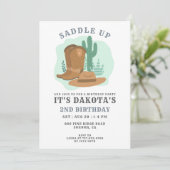 Cowboy 2. Geburtstagsfeier Party Einladung (Stehend Vorderseite)