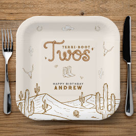 Cowboy 2nd Birthday Party Terri-Boot Twos Western Pappteller