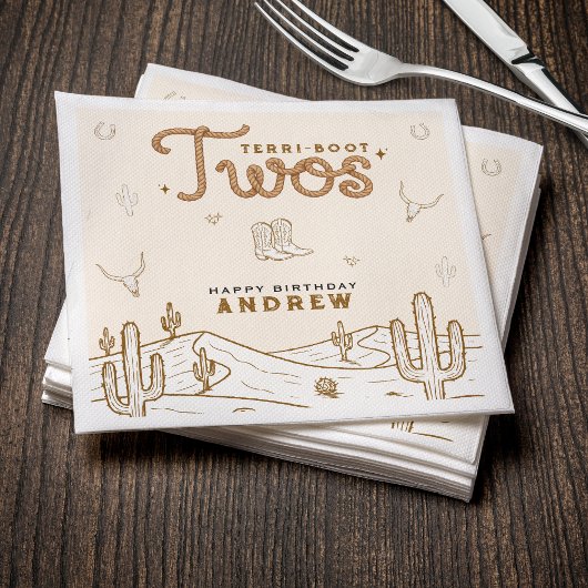 Cowboy 2nd Birthday Party Terri-Boot Twos Western Serviette