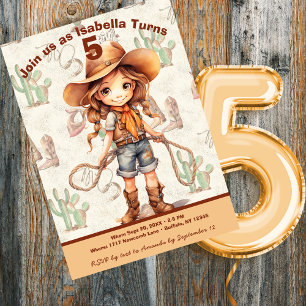 Cowboy 5. Geburtstag Bash Einladung